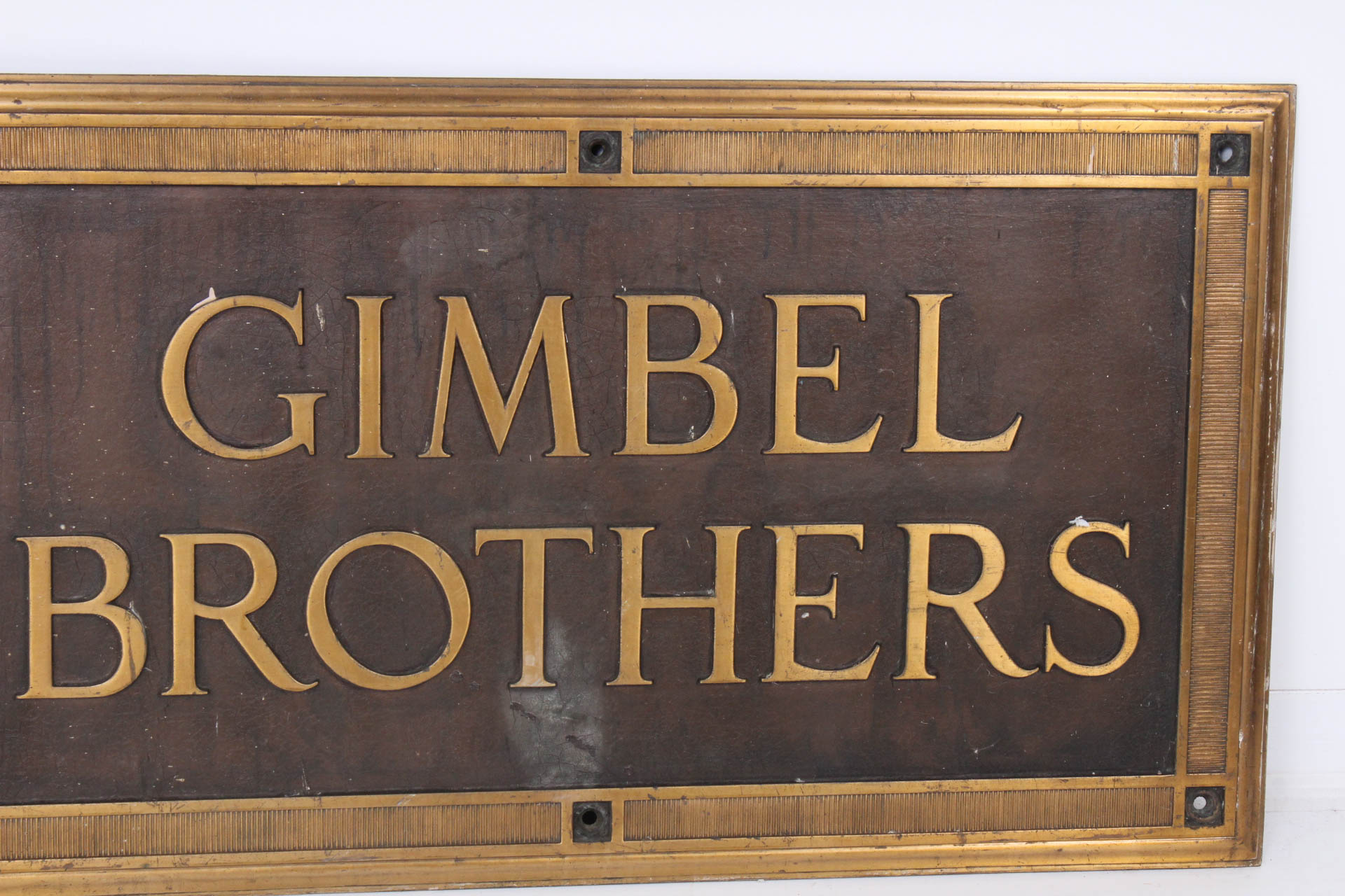 Circa 1910 Bronze Gimbel Bothers Storefront Sign