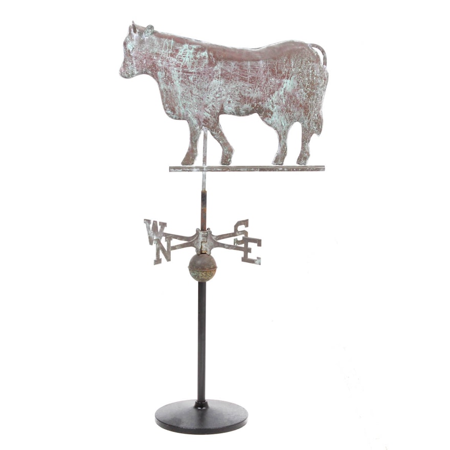 Vintage Copper Cow Weathervane