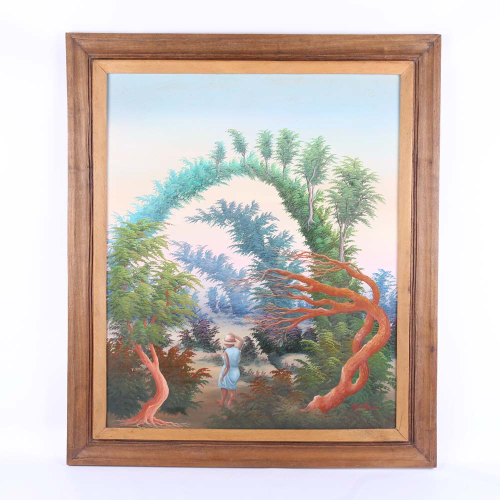Vintage Raymond Dorleans Oil Painting On Canvas