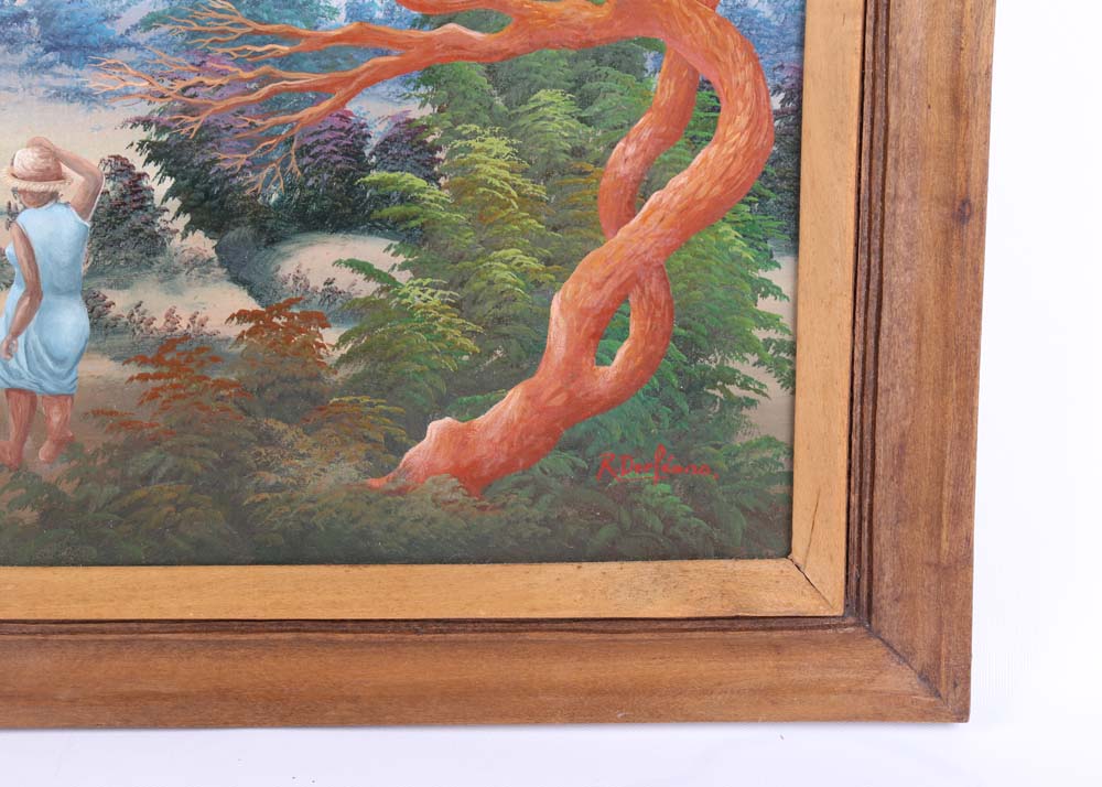 Vintage Raymond Dorleans Oil Painting On Canvas