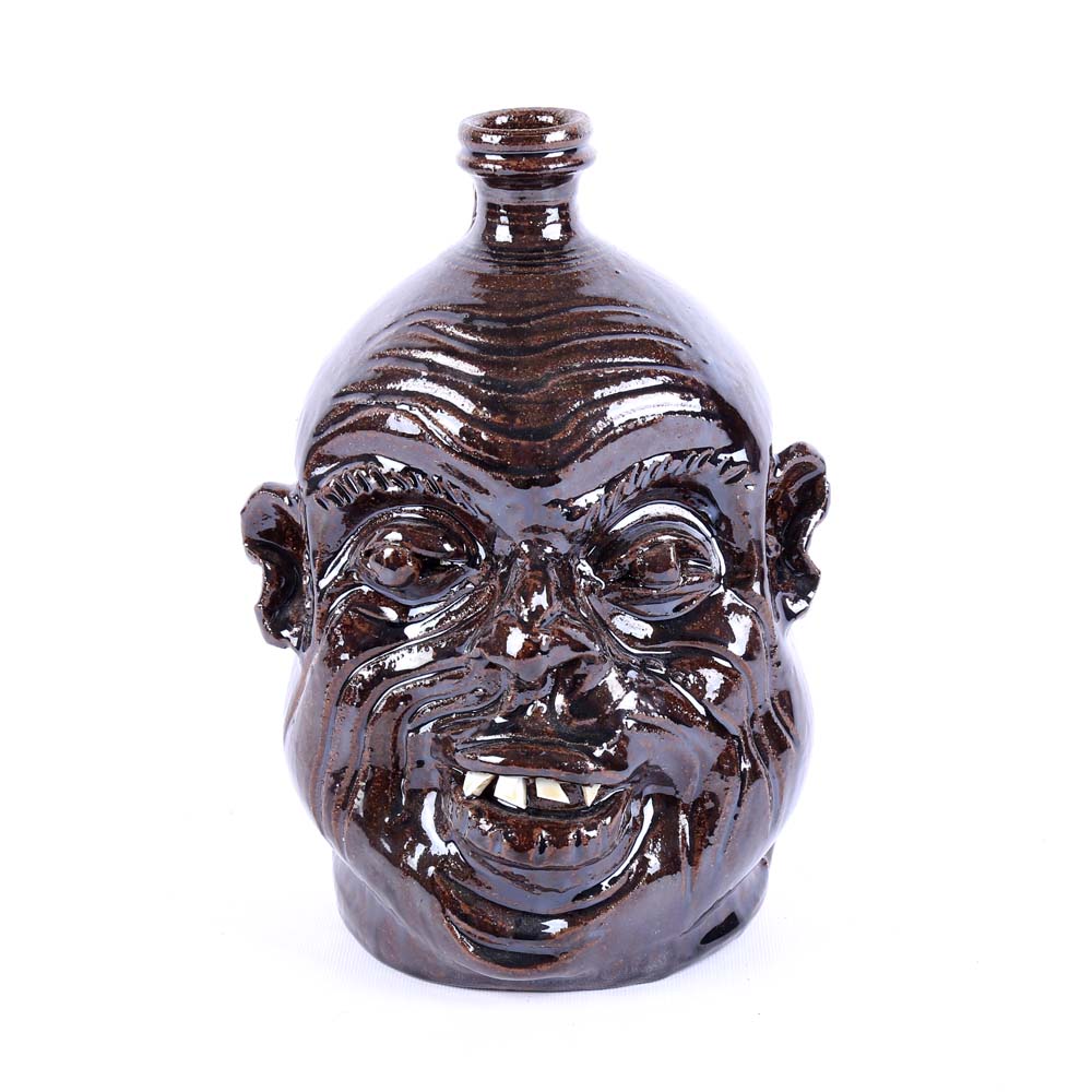 Marvin Bailey Signed Folk Art Face Jug