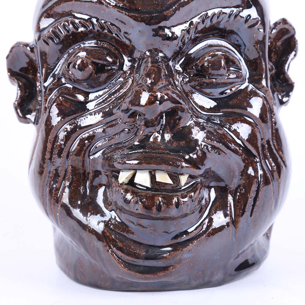 Marvin Bailey Signed Folk Art Face Jug