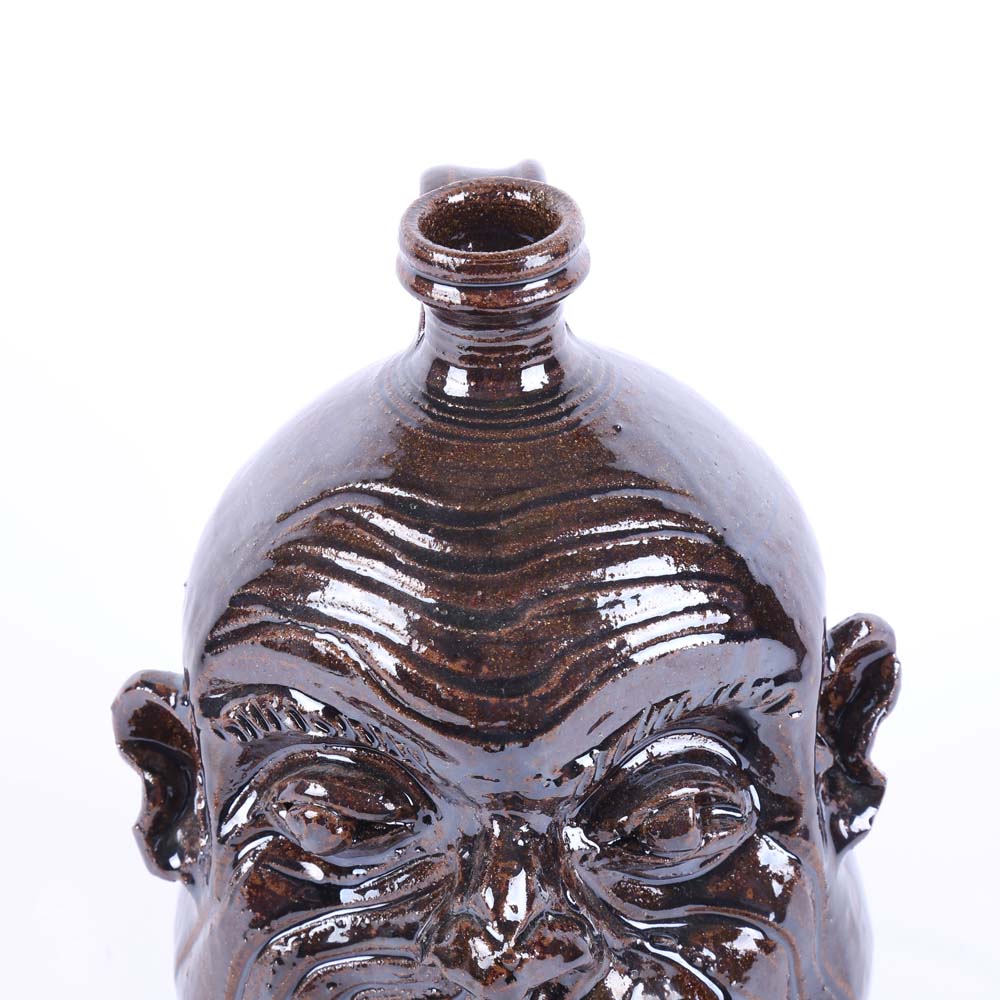 Marvin Bailey Signed Folk Art Face Jug