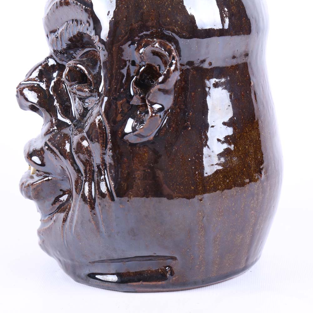 Marvin Bailey Signed Folk Art Face Jug