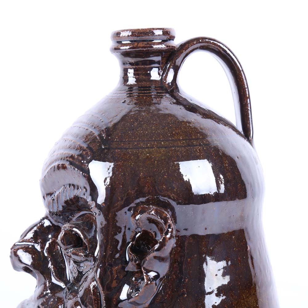Marvin Bailey Signed Folk Art Face Jug