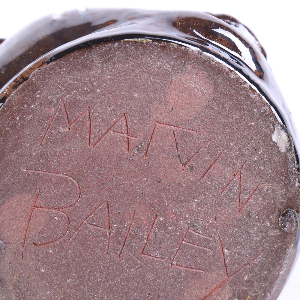 Marvin Bailey Signed Folk Art Face Jug