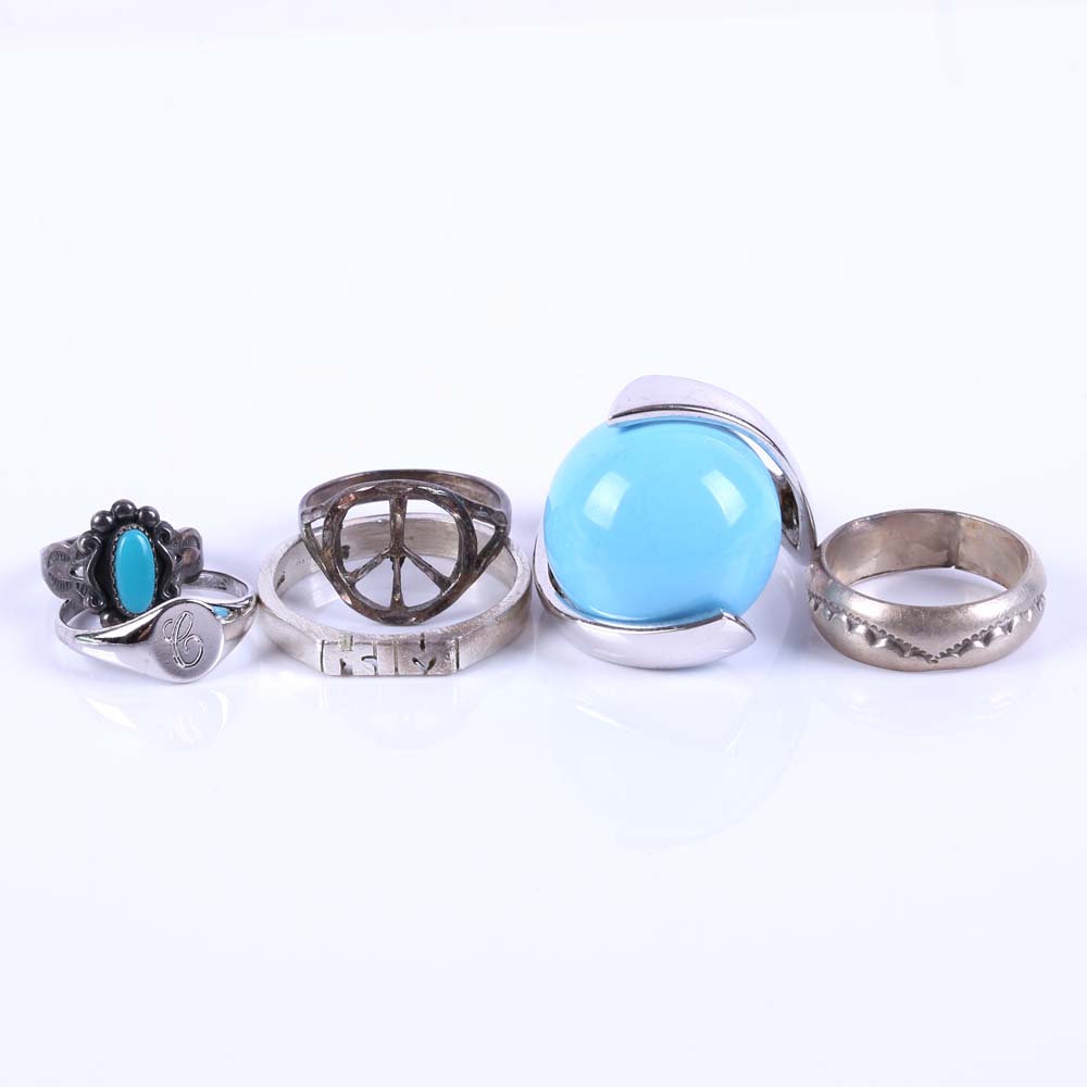 Sterling Silver Rings featuring Turquoise