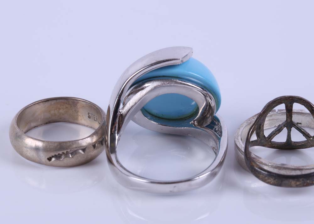 Sterling Silver Rings featuring Turquoise