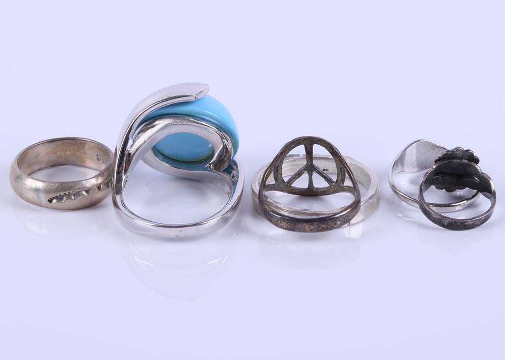Sterling Silver Rings featuring Turquoise