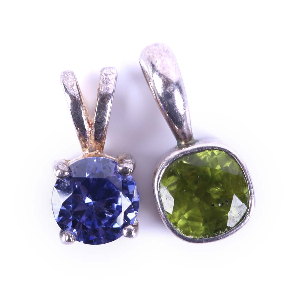 Sterling Silver Pendants with 1.35 CT Peridot and 1.25 CT Amethyst
