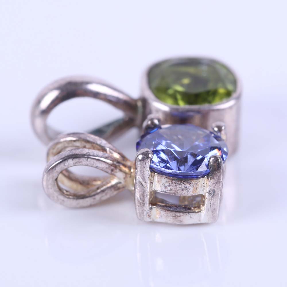 Sterling Silver Pendants with 1.35 CT Peridot and 1.25 CT Amethyst