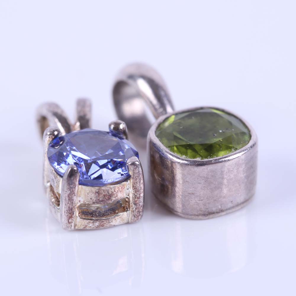 Sterling Silver Pendants with 1.35 CT Peridot and 1.25 CT Amethyst
