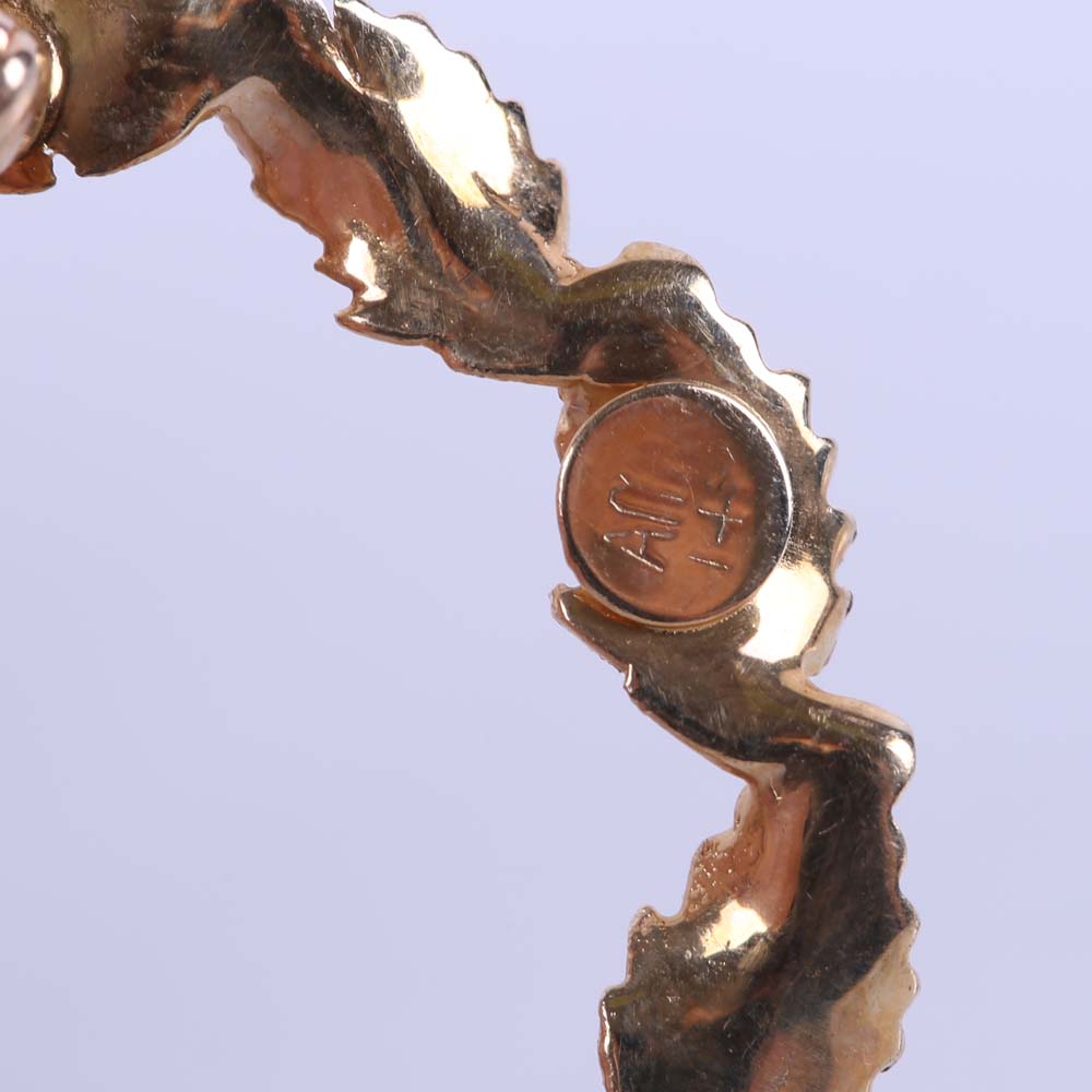 14K Yellow Gold and Sapphire Pin