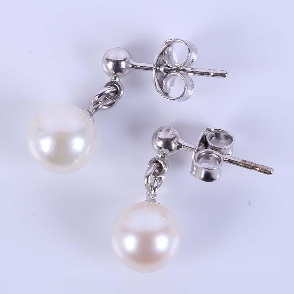 Sterling Silver and Pearl Earrings and Pendant