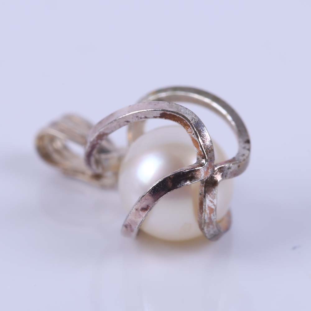 Sterling Silver and Pearl Earrings and Pendant