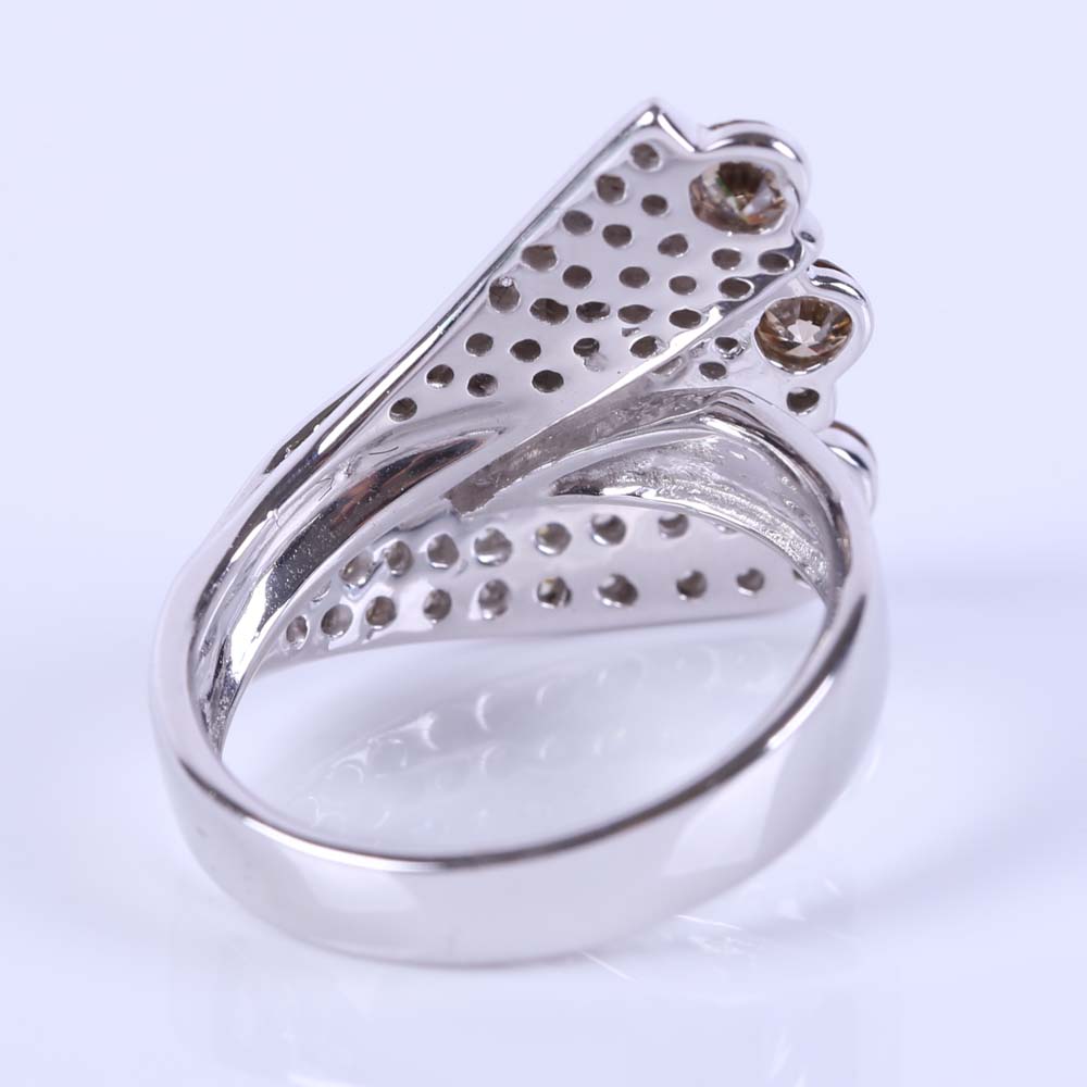 14K White Gold and Diamond Spray Ring