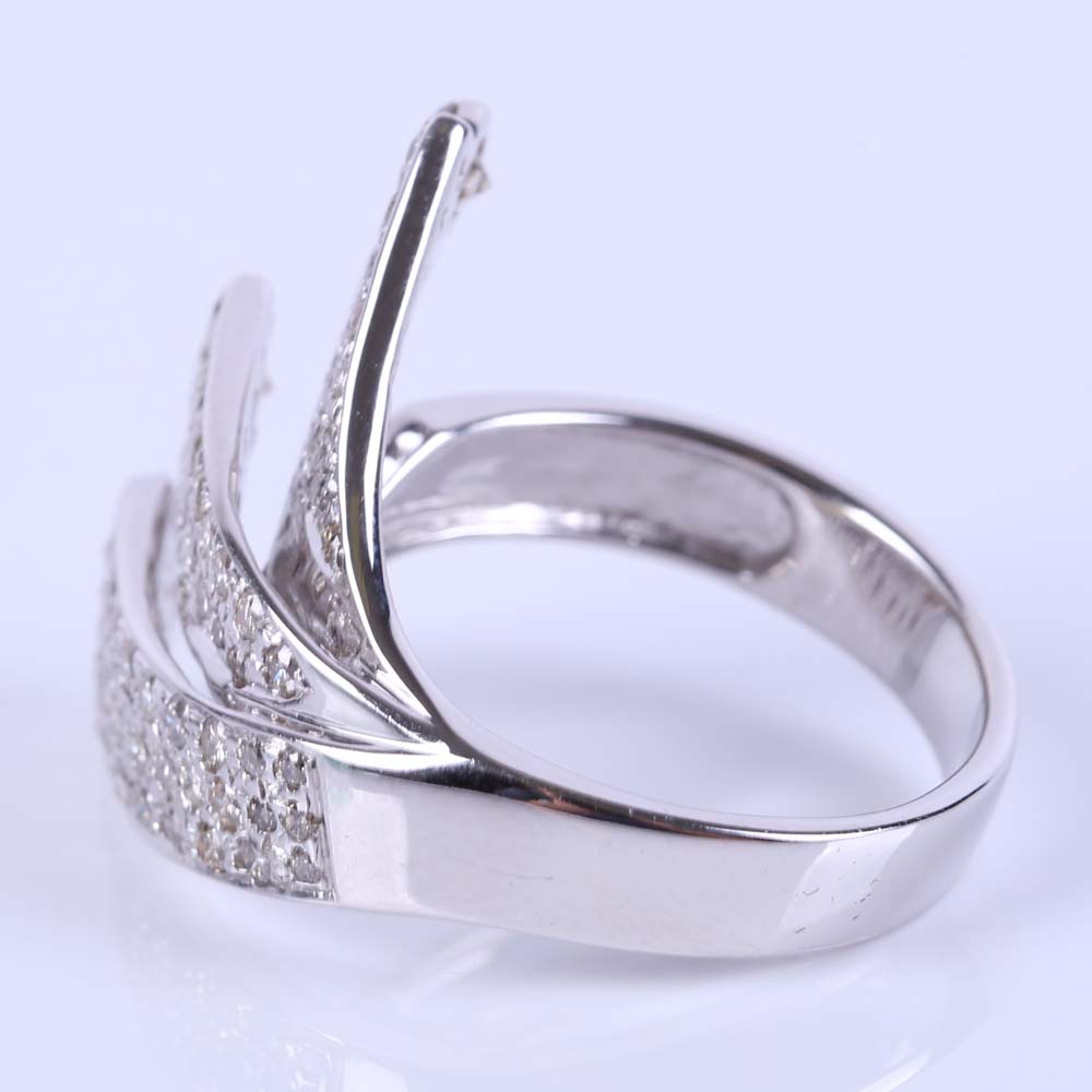 14K White Gold and Diamond Spray Ring