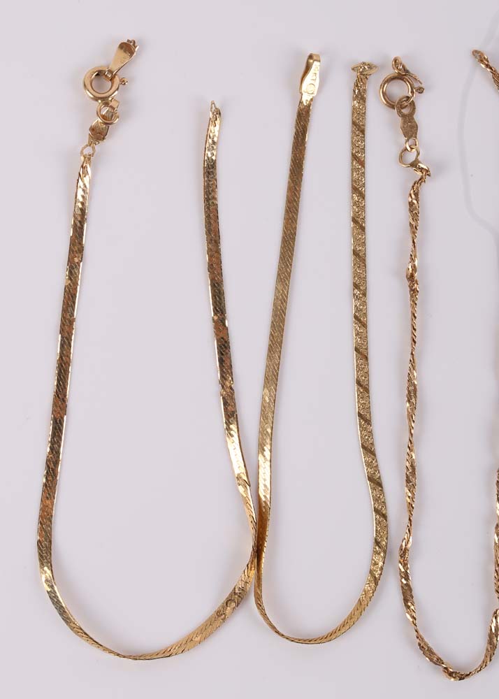 14K Yellow Gold Rope and Herringbone Bracelets