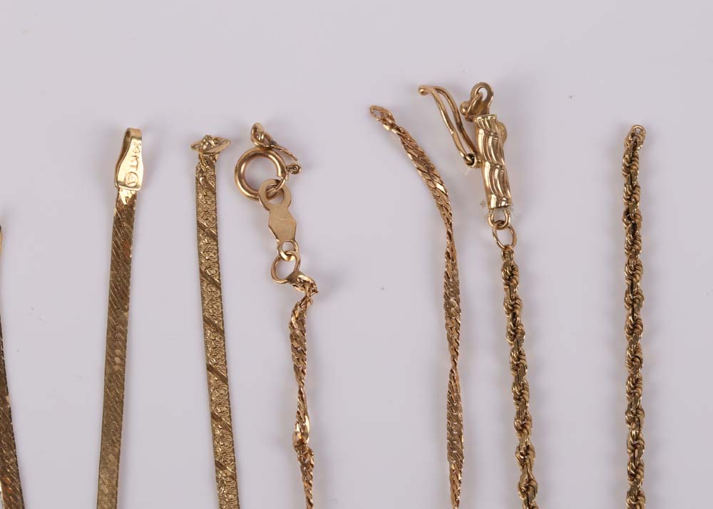 14K Yellow Gold Rope and Herringbone Bracelets