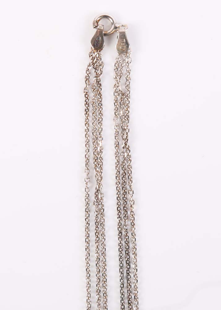 Sterling Silver Charm Bracelet and Three Strand Necklace