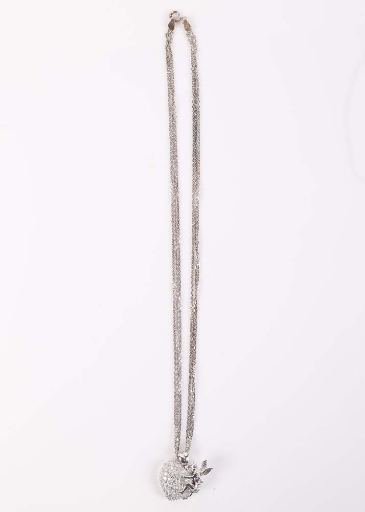 Sterling Silver Charm Bracelet and Three Strand Necklace