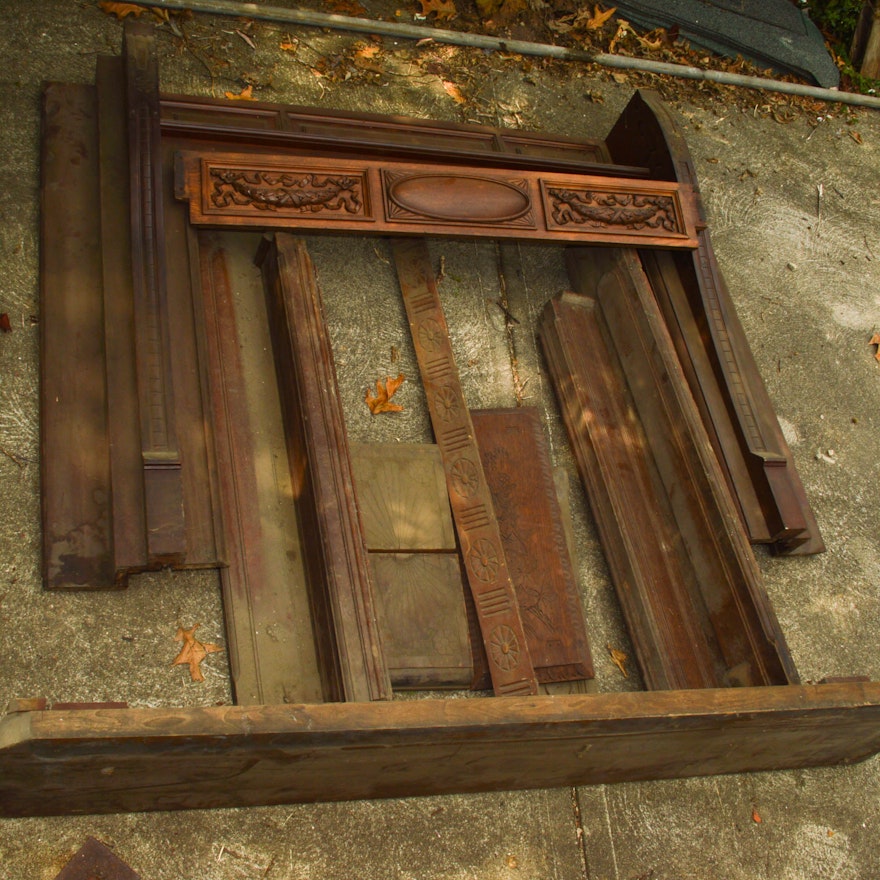 Architectural Salvage Lot Including Mantel Parts