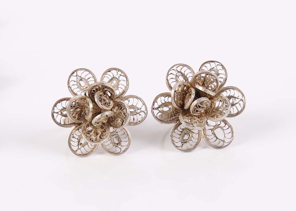 Sterling Silver Flower Parure Set