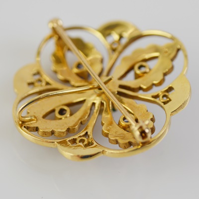 14K Yellow Gold Sapphire and Diamond Converter Brooch