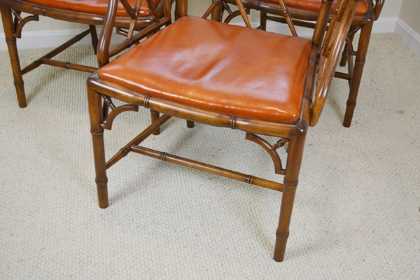 Chinese Chippendale Style Faux Bamboo Armchairs