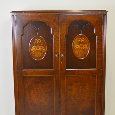 Walnut Wardrobe With Marquetry, Late 1920s-30s