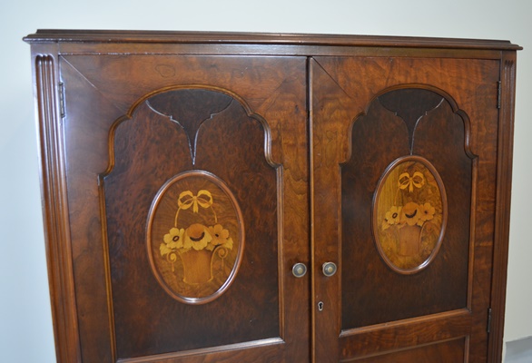 Walnut Wardrobe With Marquetry, Late 1920s-30s