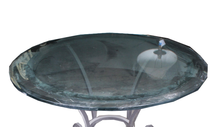 Round Metal Dining Table with Glass Top