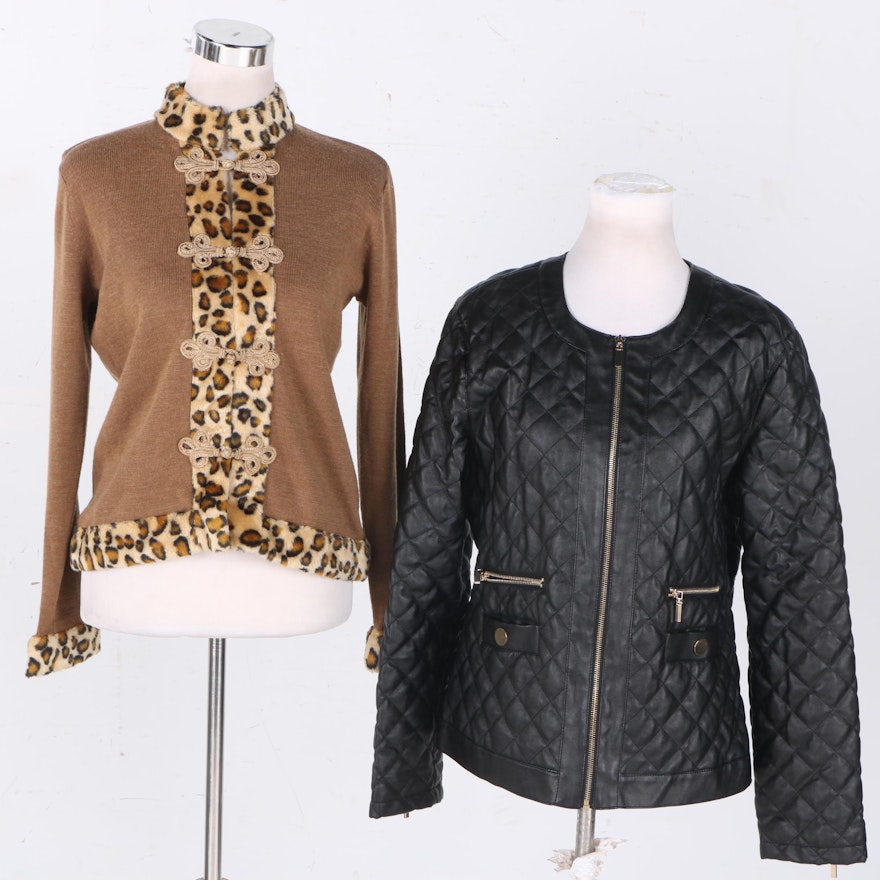 Faux Fur and Faux Leather Outerwear Including Victor Costa Occasion