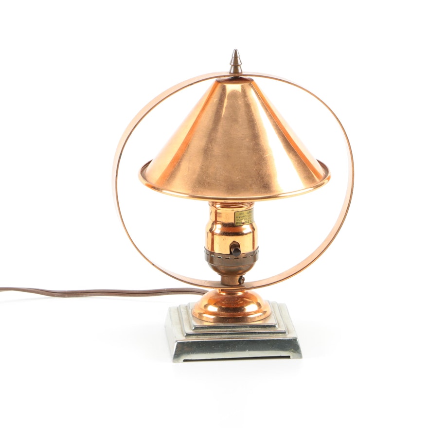 Copper and Silver Tone Accent Lamp