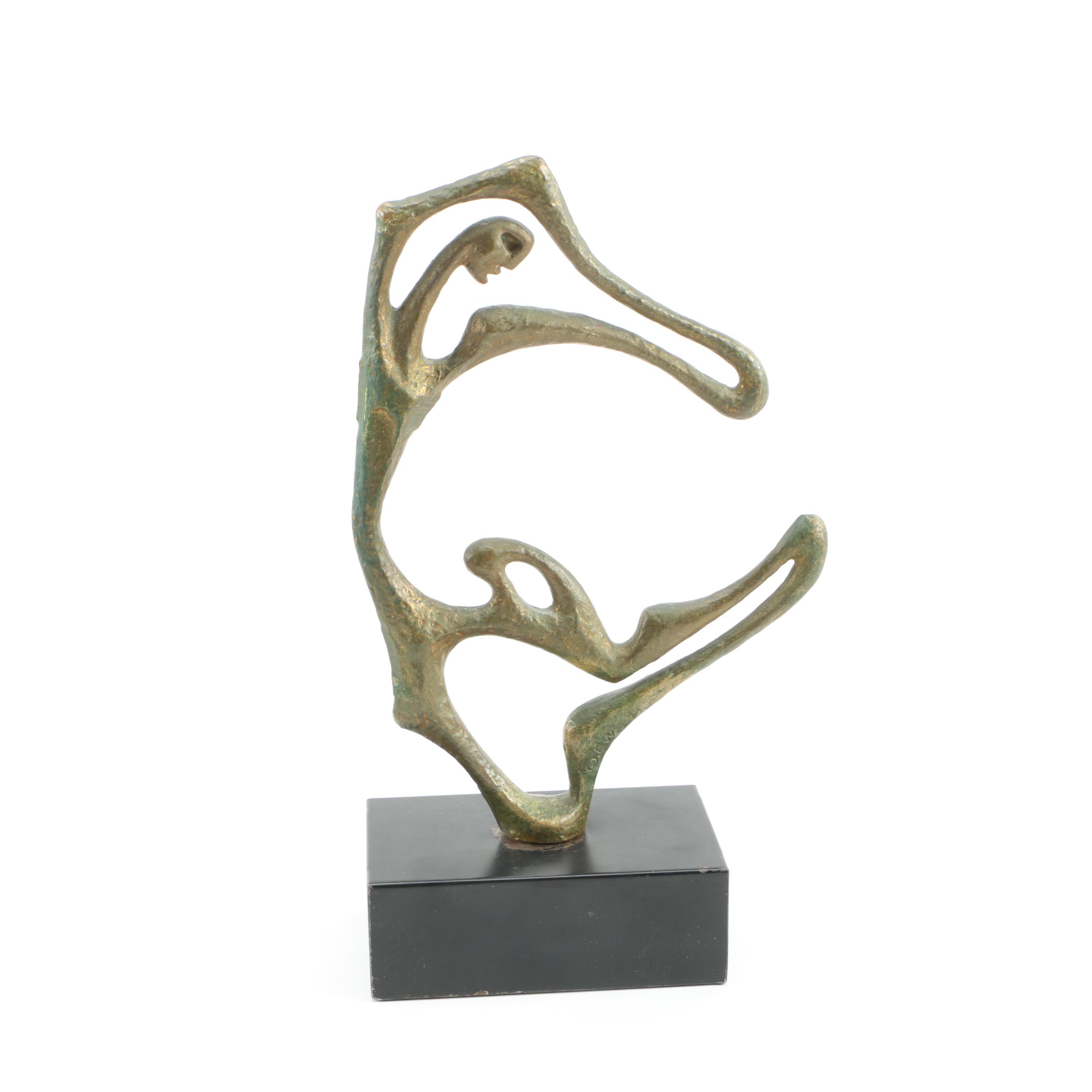 Mid-Century Figural Metal Sculpture After Frederic Weinberg