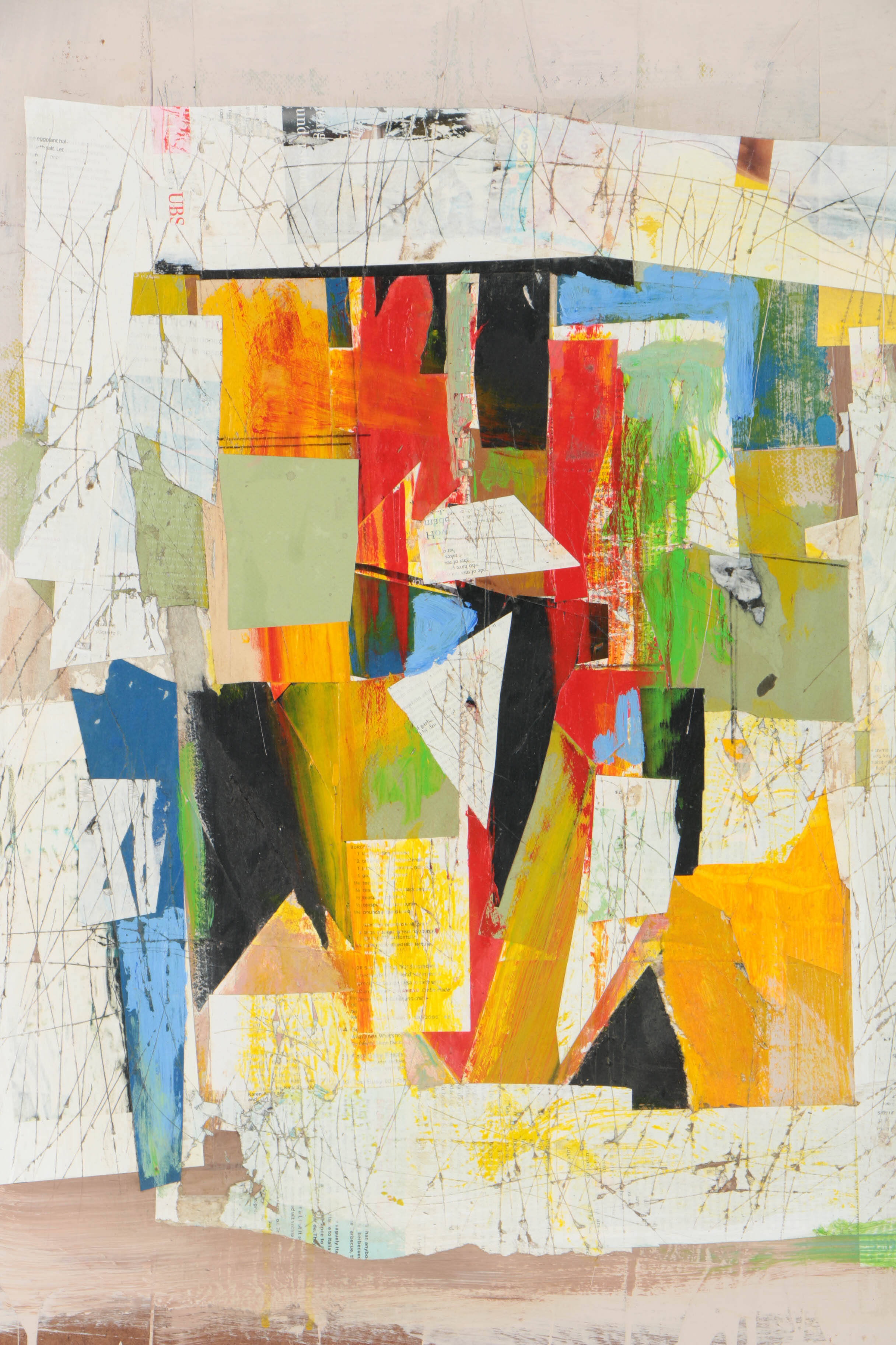 Ronald Ahlström Abstract Mixed Media Collage on Wood Board "Untitled"