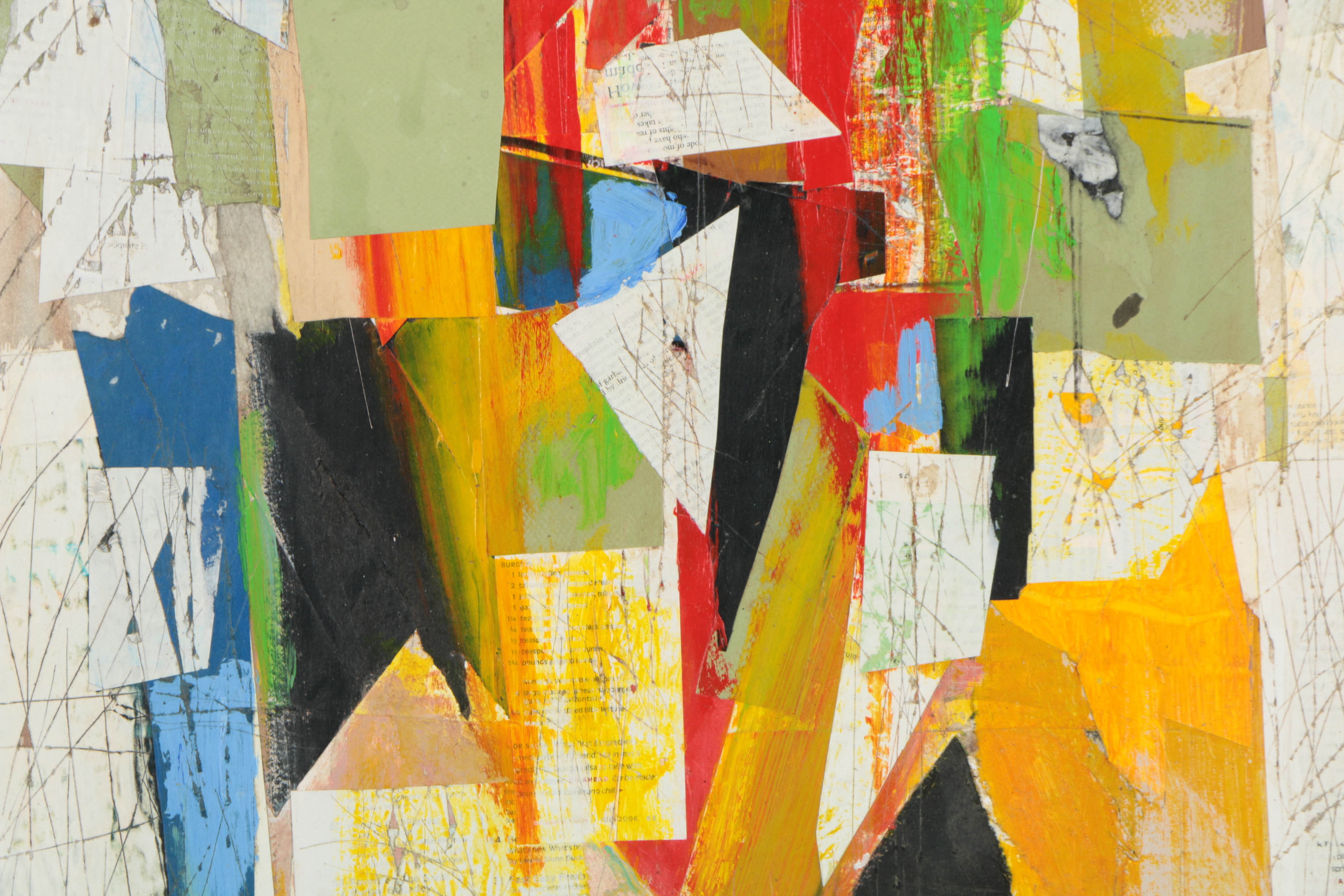 Ronald Ahlström Abstract Mixed Media Collage on Wood Board "Untitled"