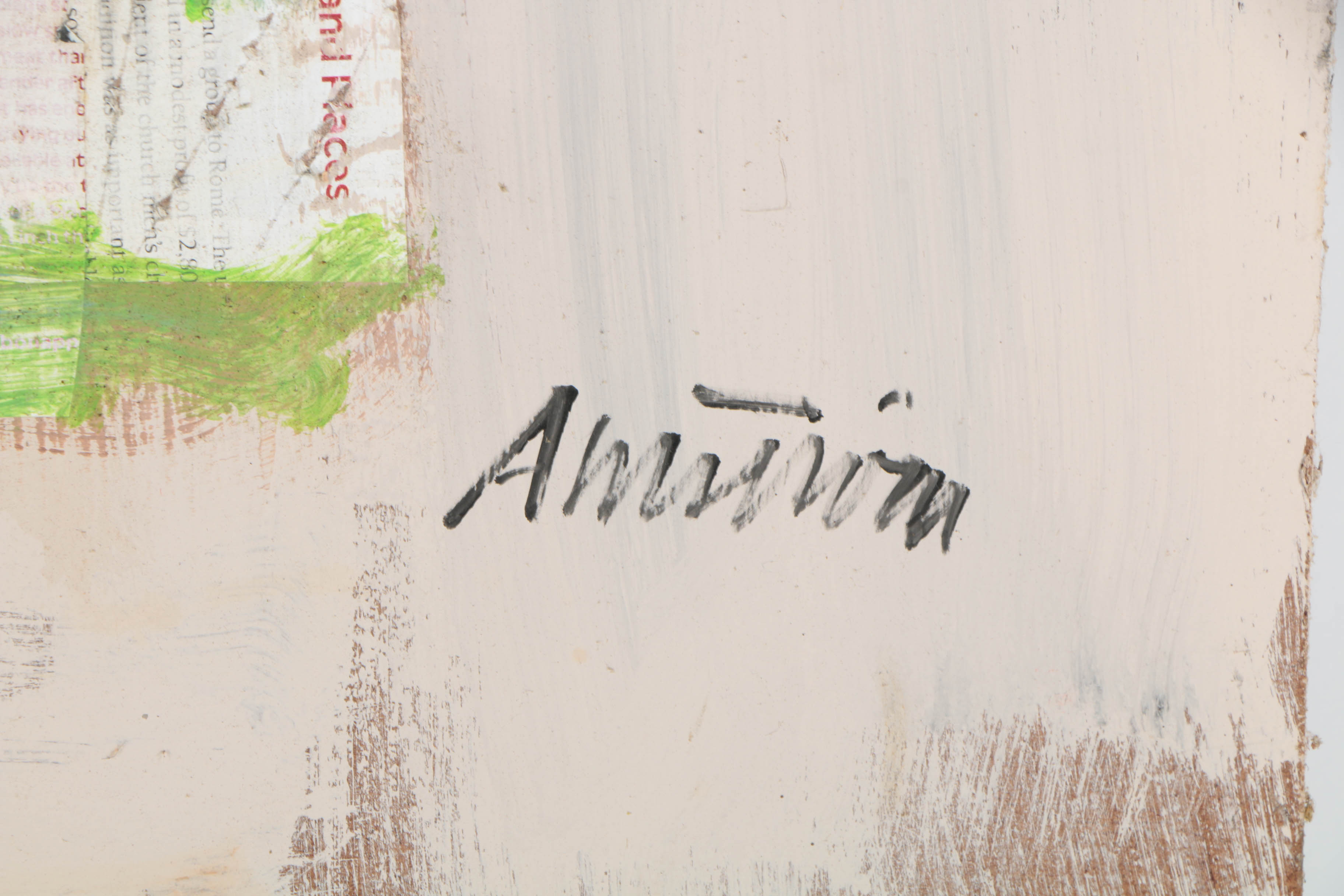 Ronald Ahlström Abstract Mixed Media Collage on Wood Board "Untitled"