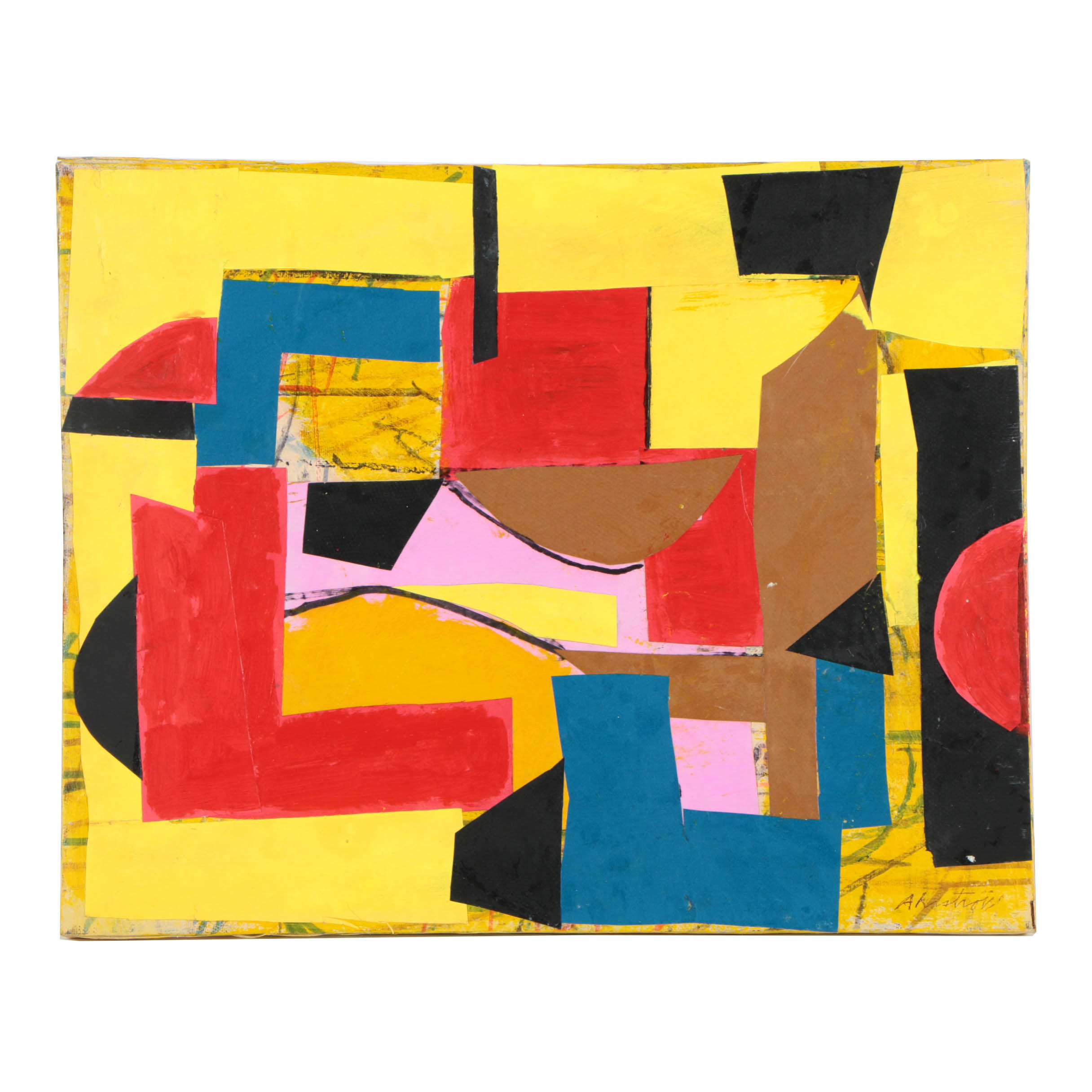 Ronald Ahlström Abstract Mixed Media Collage on Canvas "Untitled"