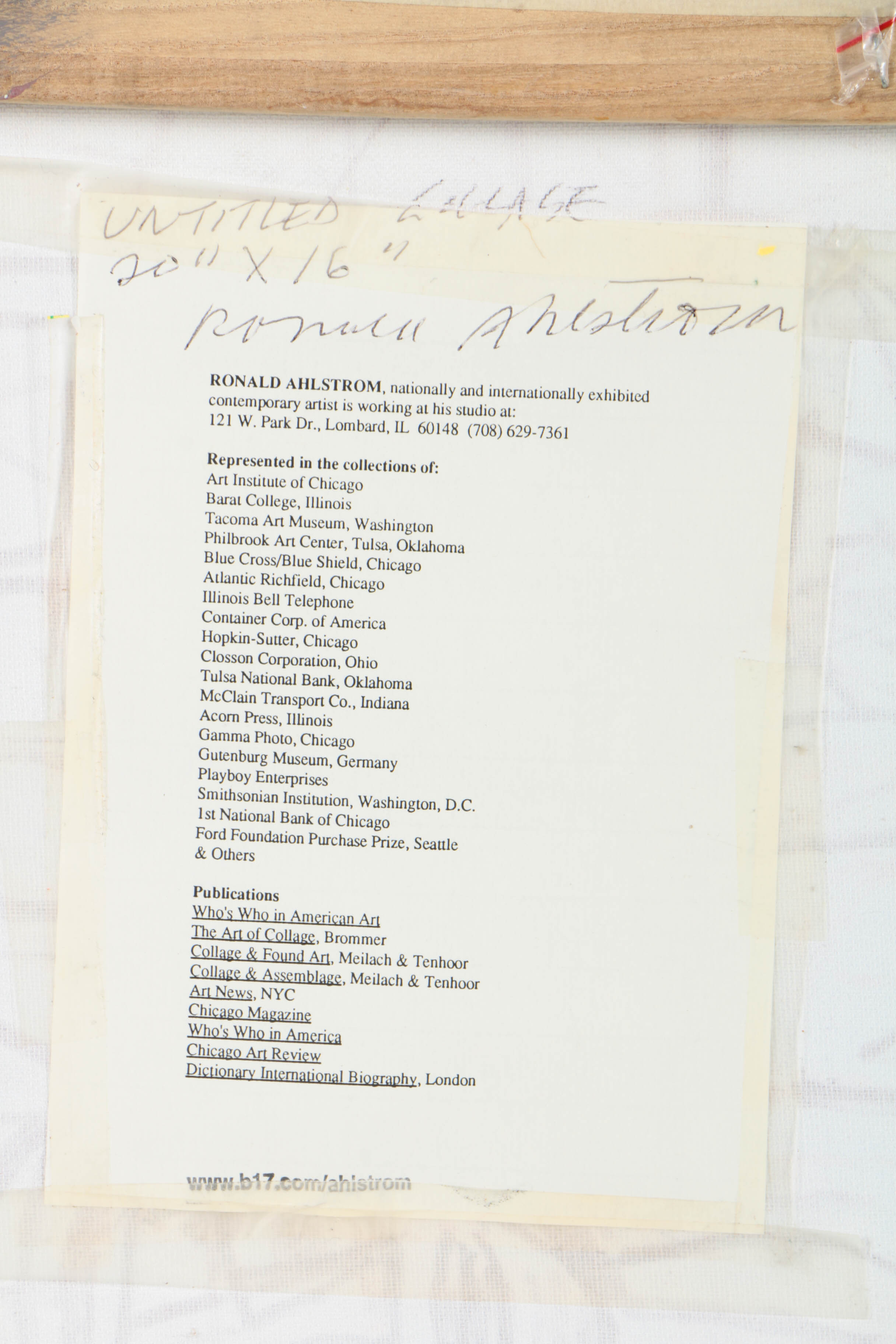 Ronald Ahlström Abstract Mixed Media Collage on Canvas "Untitled"