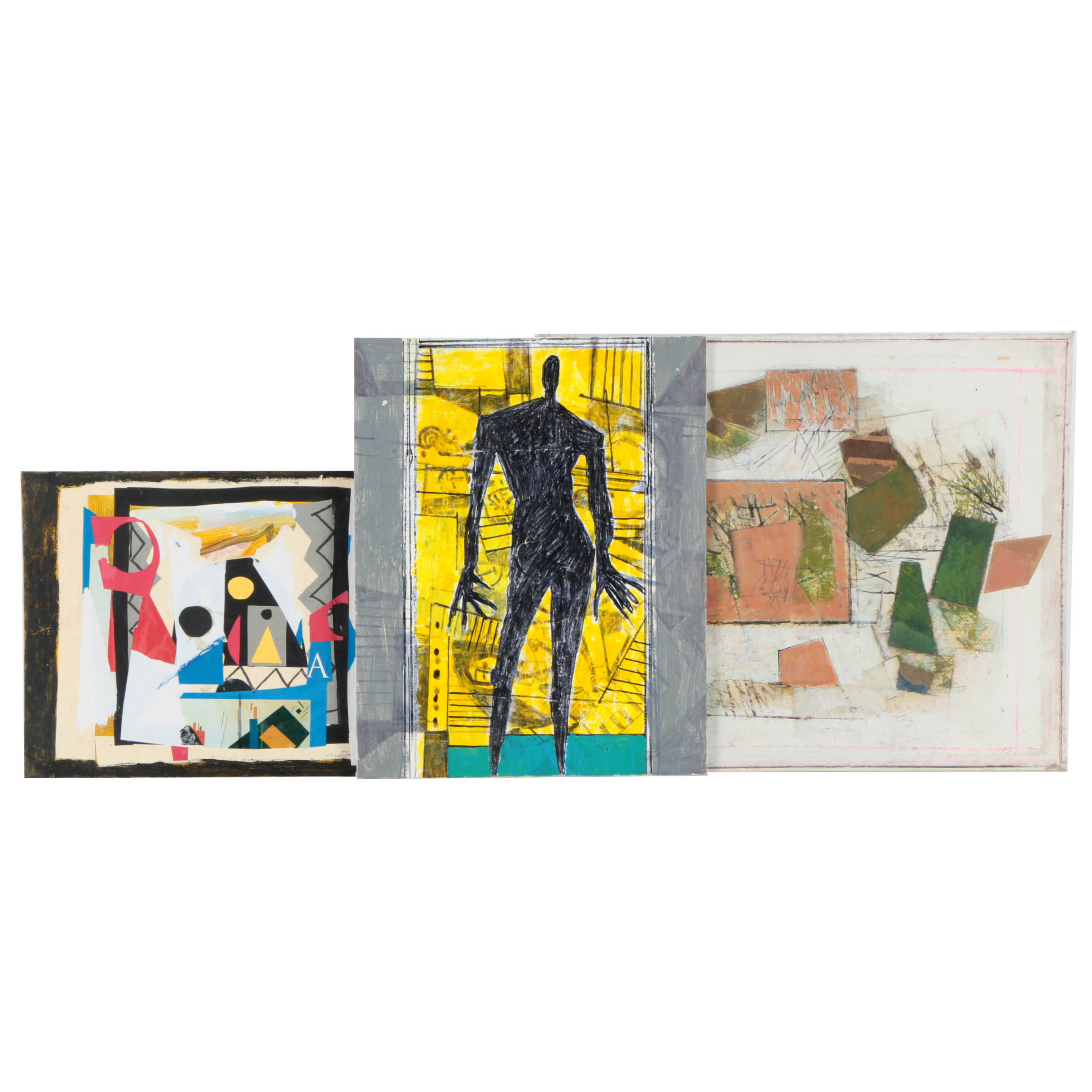 Assortment of Ronald Ahlström Abstract Mixed Media Compositions on Canvas Boards