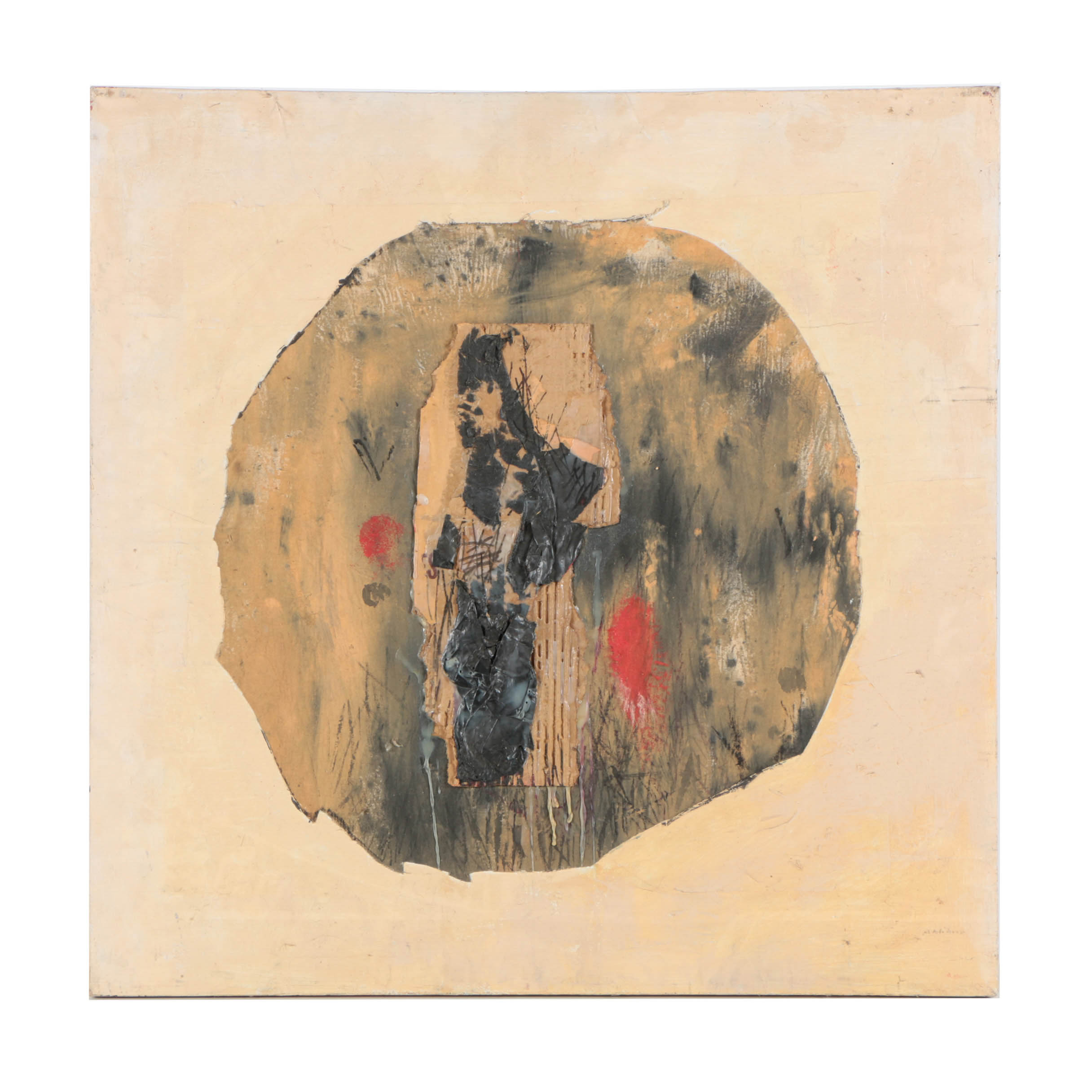 Ronald Ahlström Abstract Mixed Media Collage on Canvas