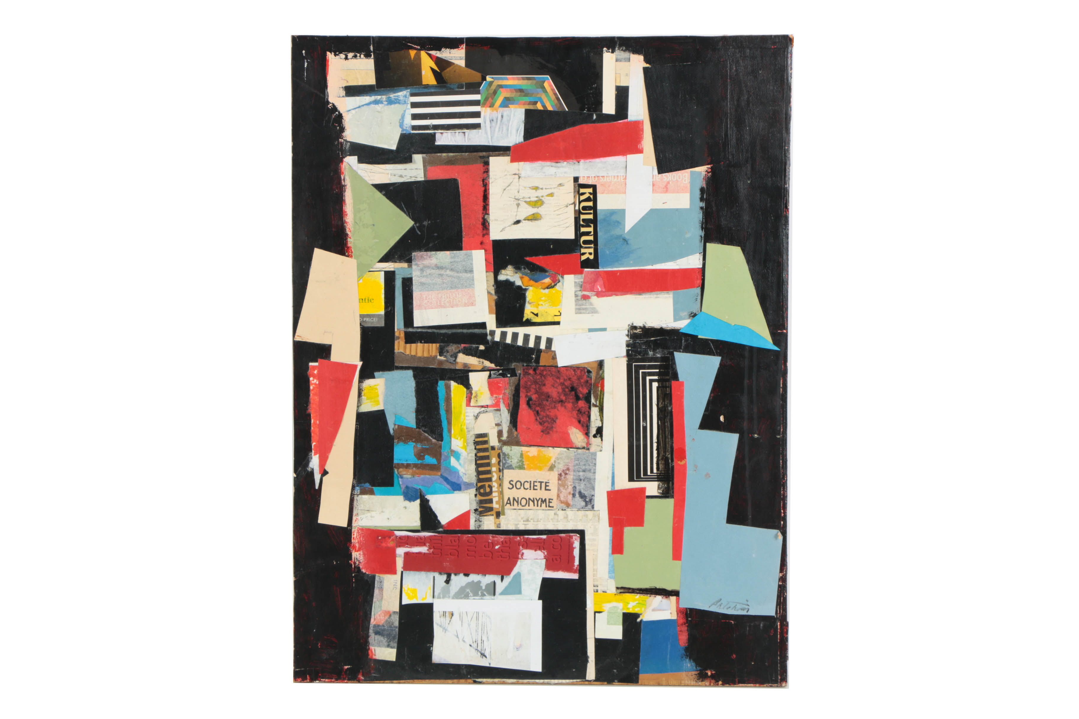 Pair of Ronald Ahlström Mixed Media Collage on Wood Abstract Compositions