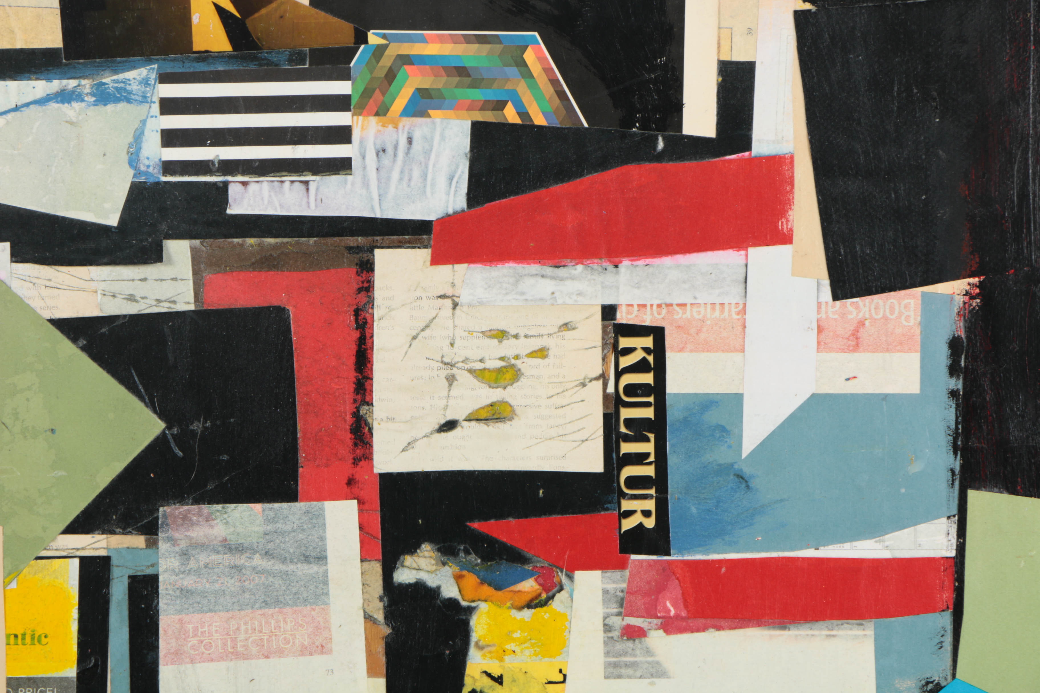 Pair of Ronald Ahlström Mixed Media Collage on Wood Abstract Compositions