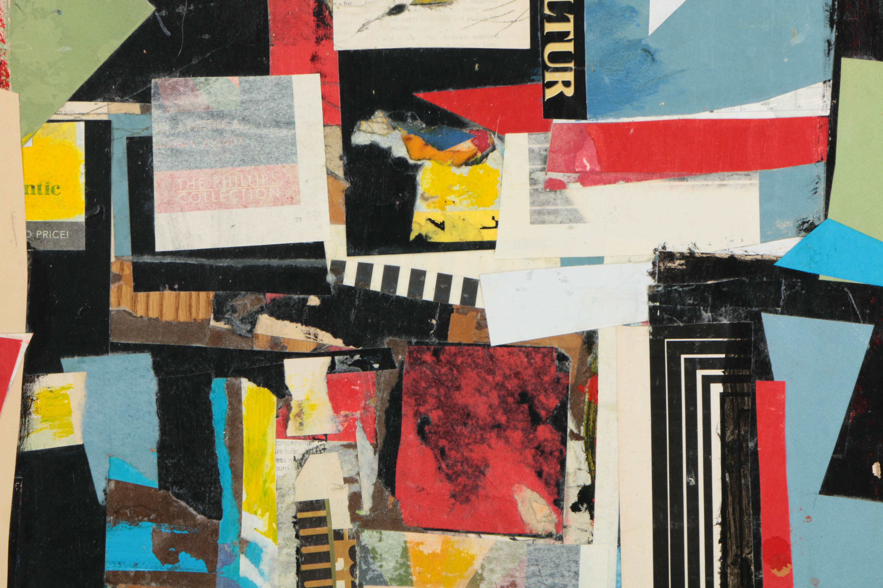 Pair of Ronald Ahlström Mixed Media Collage on Wood Abstract Compositions