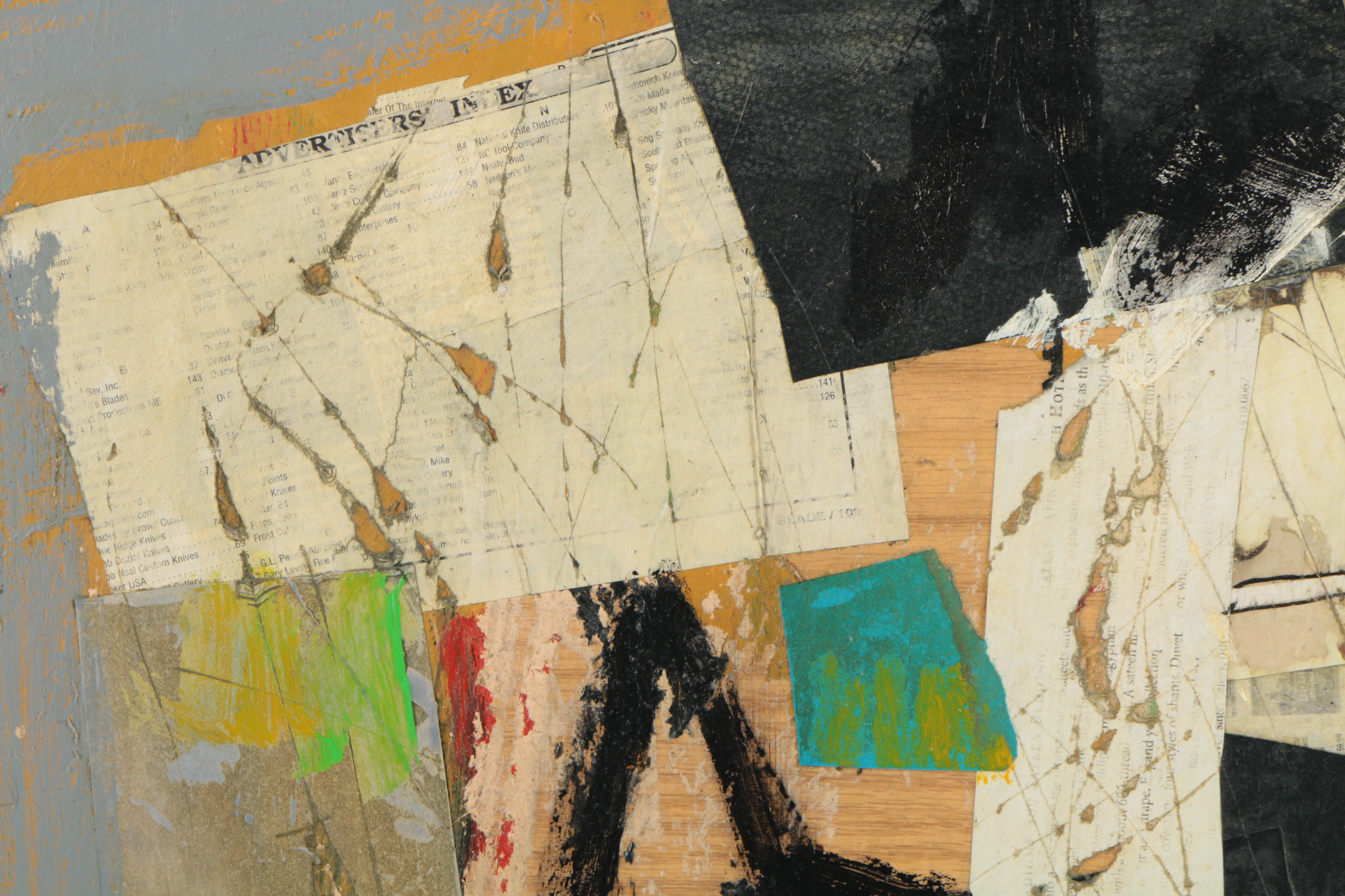 Pair of Ronald Ahlström Mixed Media Collage on Wood Abstract Compositions