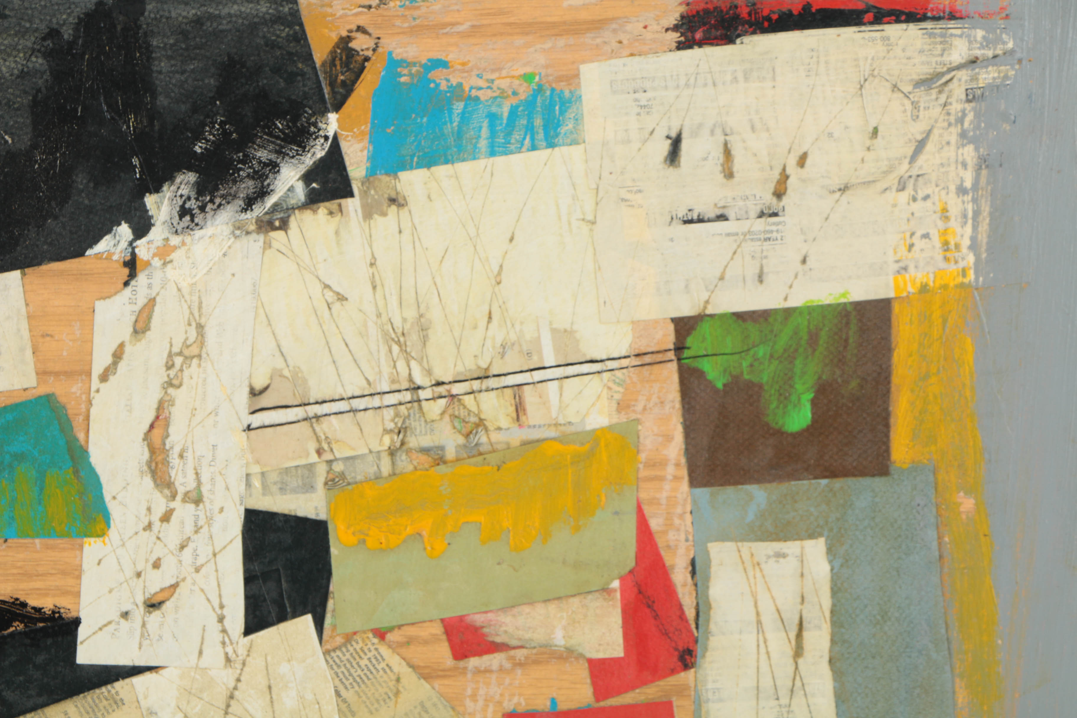 Pair of Ronald Ahlström Mixed Media Collage on Wood Abstract Compositions