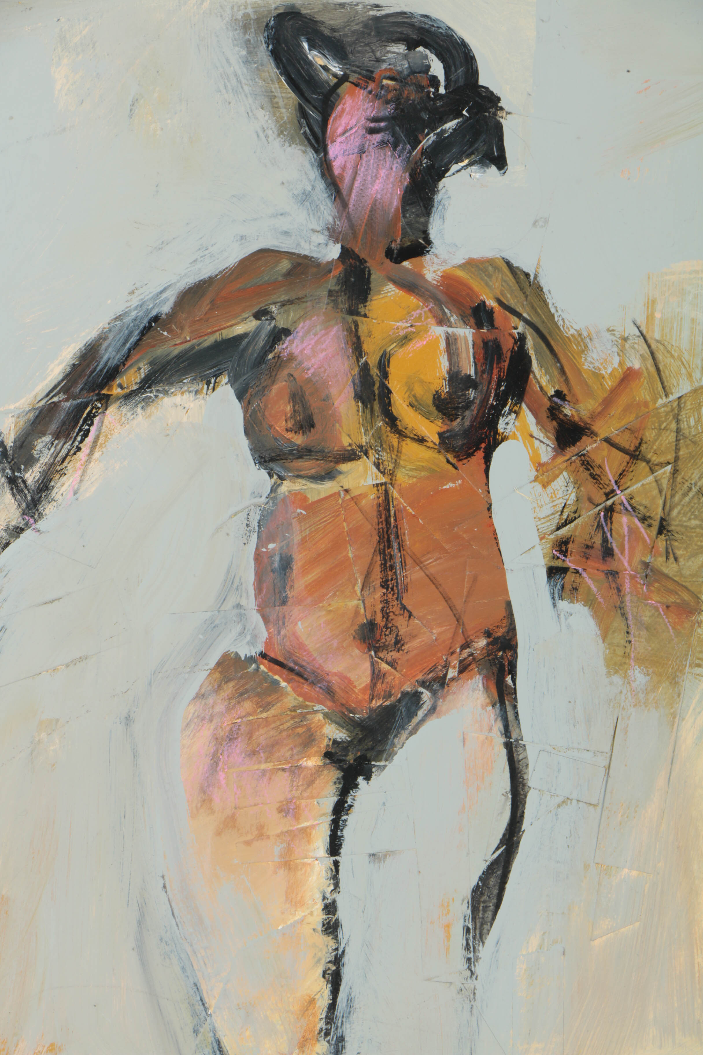 Ronald Ahlström Abstract Mixed Media Painting on Board "Untitled/Figure"