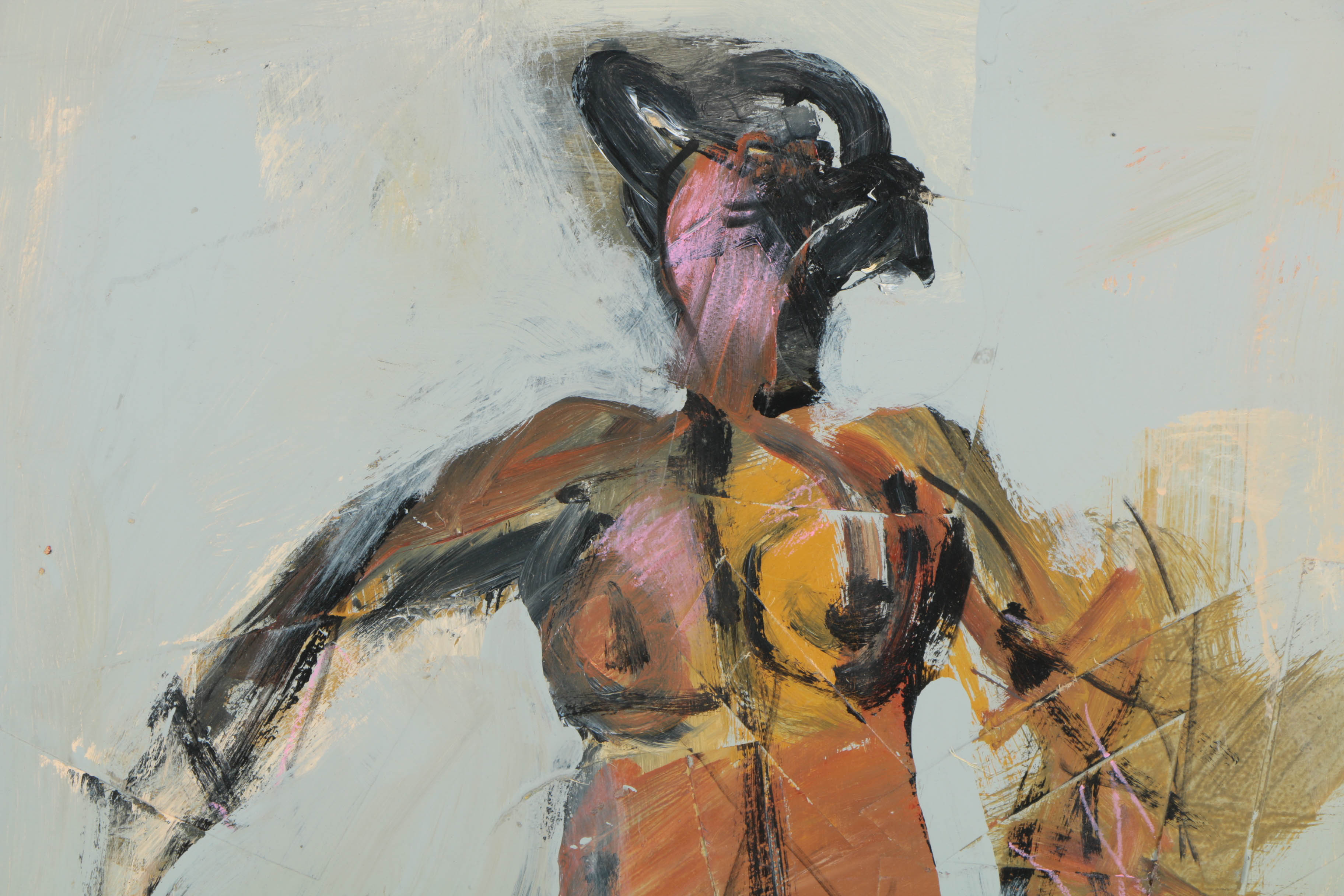 Ronald Ahlström Abstract Mixed Media Painting on Board "Untitled/Figure"