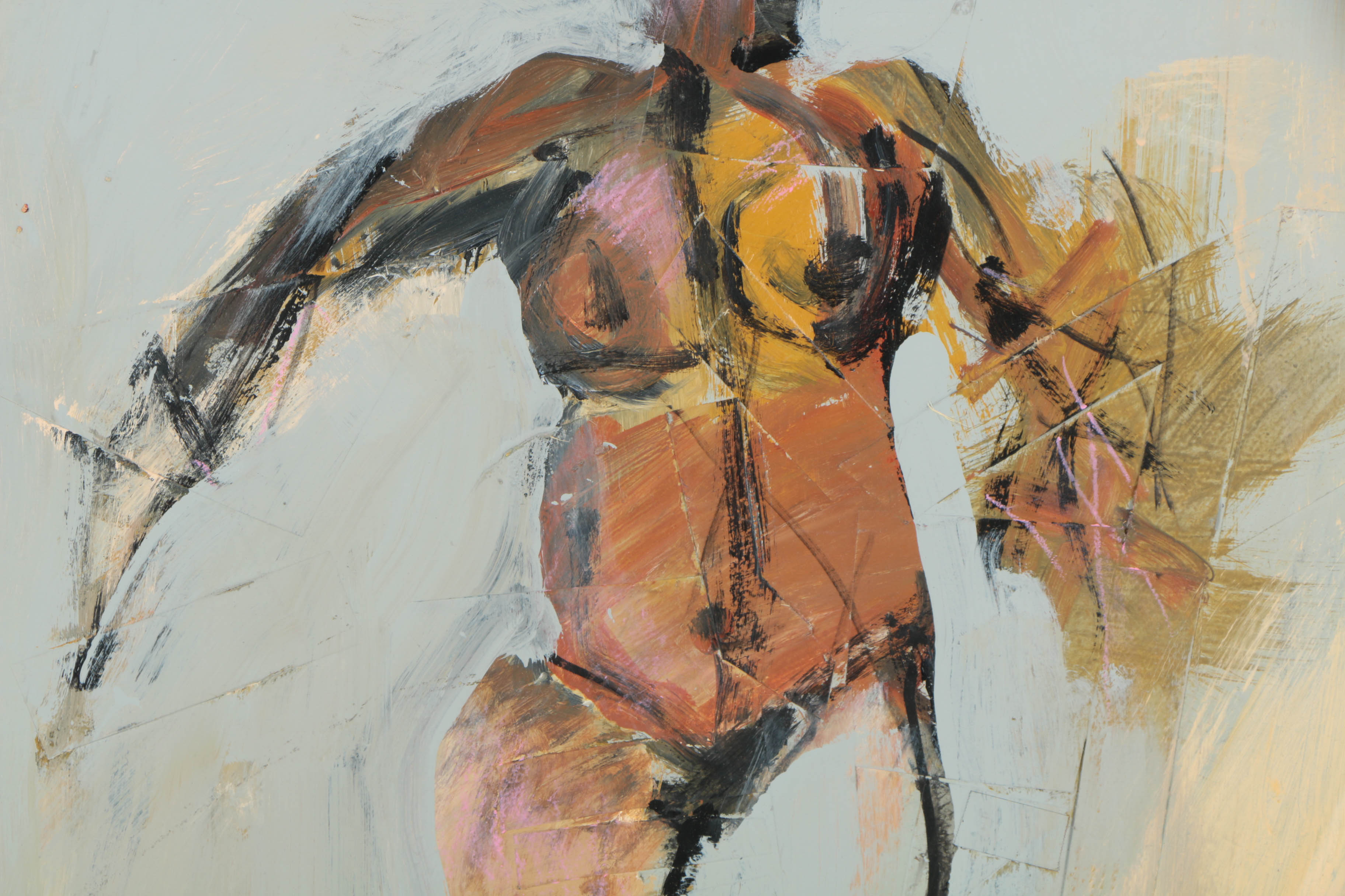 Ronald Ahlström Abstract Mixed Media Painting on Board "Untitled/Figure"